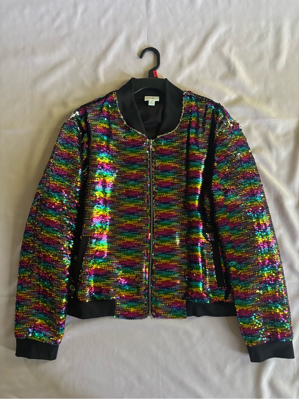 LulaRoe Rainbow Sequin Stevie Bomber Jacket